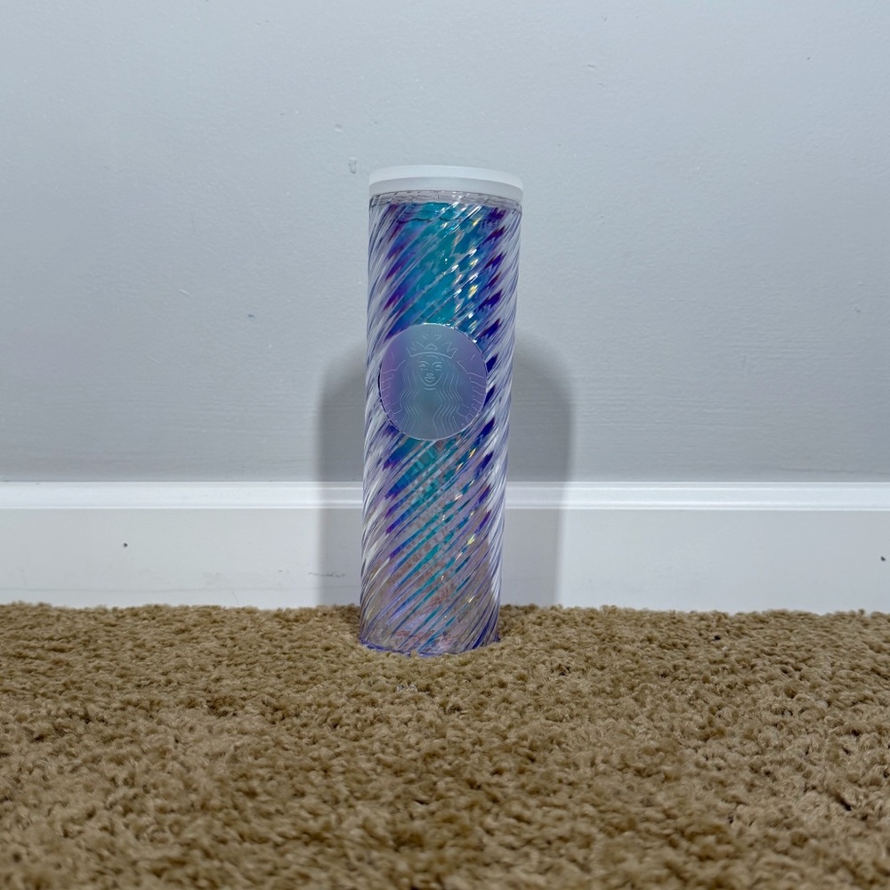 Starbucks Holiday 2022 Festive Metallic Iridescent Swirl Coffee Tumbler